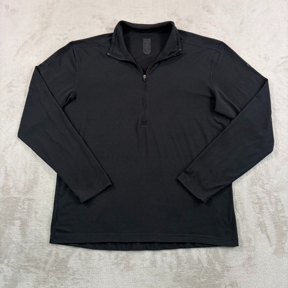 REI 1/4 Zip Performance Pullover in Black Men XL Long Sleeve Shirt Hiking UPF50